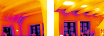 Image thermique de la même pièce sans et avec mise en dépression